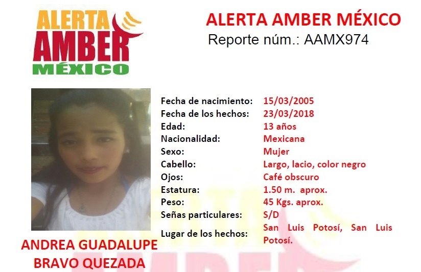 Activan Alerta Amber Para Adolescente De 13 Años